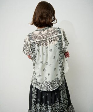 GRACE CONTINENTAL バンダナフレアスリーブブラウス ブラック