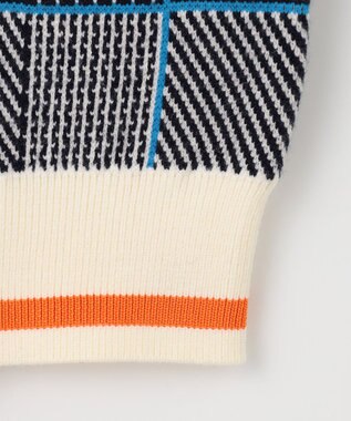 23区GOLF 【WOMEN】チェックジャガード クルーネック ニット ネイビー系3