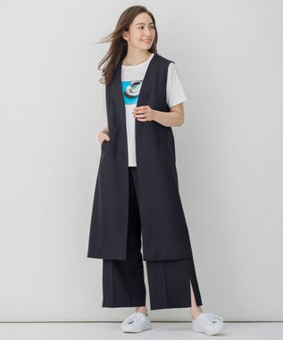 自由区 L リネンライクツイル フレックス パンツ ブラック系