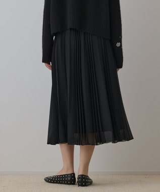 GRACE CONTINENTAL メッシュプリーツスカート ブラック