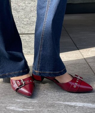 WEGO ハトメベルトポインテッドシューズ ワイン