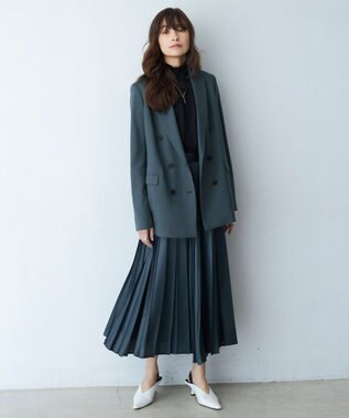 ICB 【洗える】レザーライクプリーツ スカート ダルブルー系