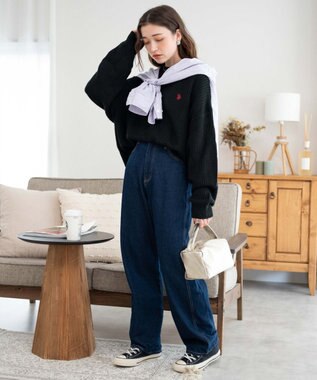 WEGO U.S. POLO ASSN.|別注畔編みニットプルオーバー ブラック