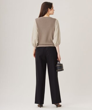 自由区 【カタログ掲載・洗える】ハイツイストコットンアセテート異素材コンビ トップス ダークサンドxサンド