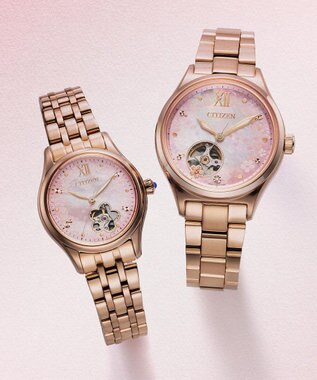 CITIZEN 【桜モチーフの限定モデル】オープンハート メカニカルウオッチ PR1045-50W ピンクゴールド