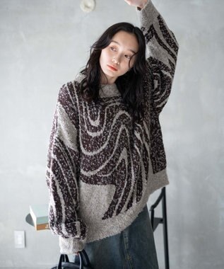 WEGO 幾何学柄ニットプルオーバー 柄3