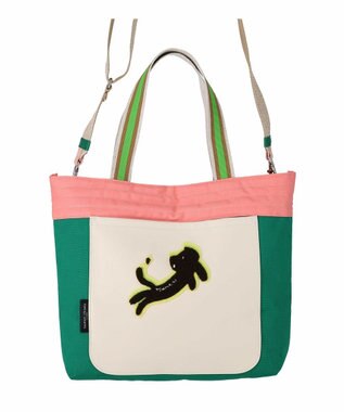 tsumori chisato CARRY キラミックスコンビ トートバッグ 2wayショルダー A4収納 ネコ グリーン