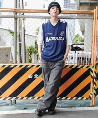 WEGO 【ユニセックス着用ITEM/2点セット】アンサンブルゲームロゴニットベスト ネイビー