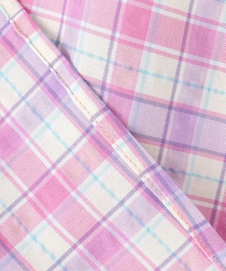 ANY KIDS チェック オフショルダー ブラウス ピンク