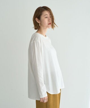YECCA VECCA ラウンドヘム長袖ロゴTee Off White