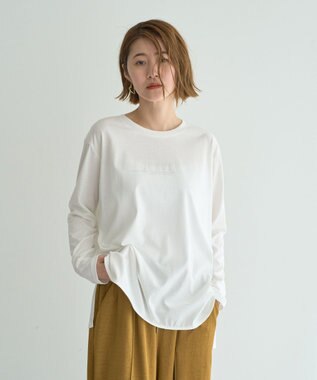 YECCA VECCA ラウンドヘム長袖ロゴTee Off White