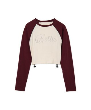 WEGO ラインストーンサイドドロストラグランロンT ワイン