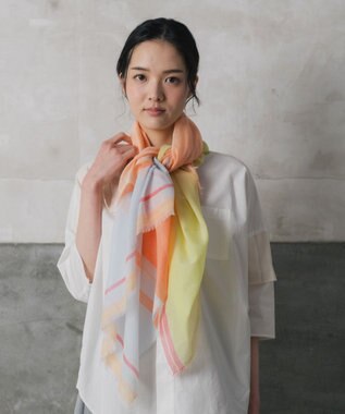 POLS 播州織 極細コットンストール オレンジ