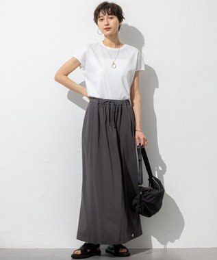 23区 【WEB&一部店舗限定/接触冷感/洗える】ツイストコットンプレーティング スカート グレー系