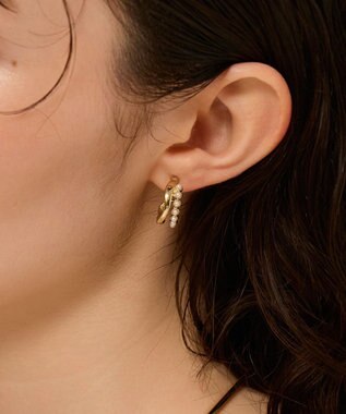Phoebe 〈金属アレルギー対応〉ダブルラインパールフープピアス　ホワイト/ニッケルフリー ホワイト