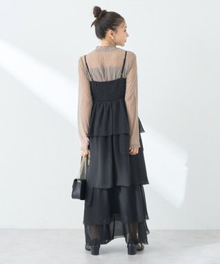 earth music&ecology アシンメトリーティアードワンピース Black