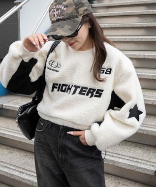 WEGO スポーツグラフィックボアショートプルオーバー ホワイト