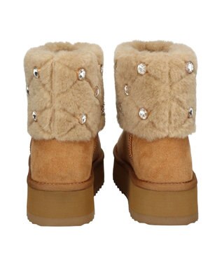 Bridget Birkin 【Bridget Birkin】キルティングビジュームートンブーツ ベージュスウェード