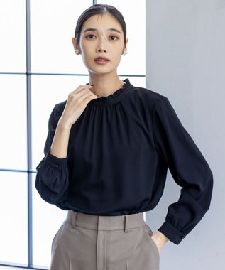 【洗える】フリルネックスタンド ブラウス