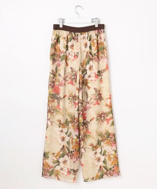 自由区 ボタニカルプリントドロスト パンツ ライトベージュ系