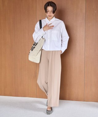 UNFILO イージーケア ワイドパンツ キャメル