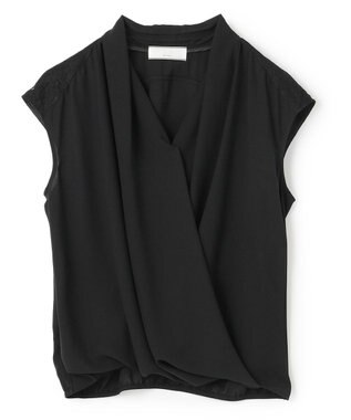 BEIGE， OLIVE / カシュクールフレンチスリーブブラウス Black