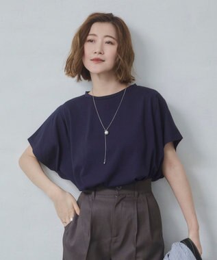 WEGO 【2026春夏新作】接触冷感フレンチスリーブT ネイビー