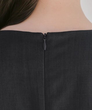 Tiaclasse L 【洗える】ウール調Aラインワンピース チャコールグレー