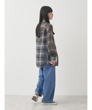 earth music&ecology シアーチェックシャツ Check Black