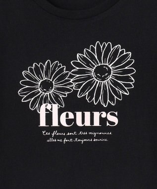 ANY KIDS 【一部店舗/WEB限定】【綿100%】プリント 半袖Tシャツ ブラック×花