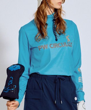 PW CIRCULUS 【吸水速乾 / UV遮蔽率99.5% UVカット / ストレッチ】【WOMEN】ラビットグラフィック ロングスリーブモックT ゴルフウェア レディース スカイブルー系