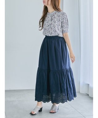 Te chichi パターンアソート5分袖ボウタイブラウス オレンジ