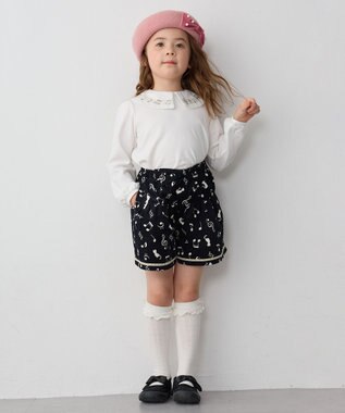 ANY KIDS 音符総柄キュロット ブラック