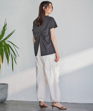 23区 L 【SLOW/好評につき新色追加】ミリタリーストレッチタフタ  カーゴパンツ アイボリー系