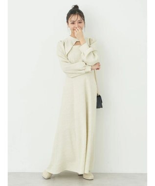 earth music&ecology ＳＥＴ２点ジャガードボレロ＋ワンピース Ecru