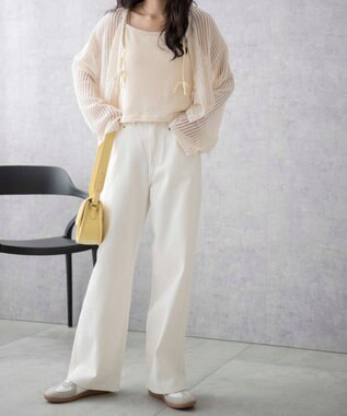 WEGO 【新色追加/美脚/XS～Lサイズ展開】ストレートデニムパンツ ホワイト