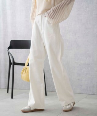 WEGO 【新色追加/美脚/XS～Lサイズ展開】ストレートデニムパンツ ホワイト