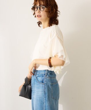 AMERICAN HOLIC 【WEB限定】袖チュールサイドスリットプルオーバー Ivory