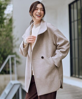 ANY L スタンドコクーンコート グレージュ