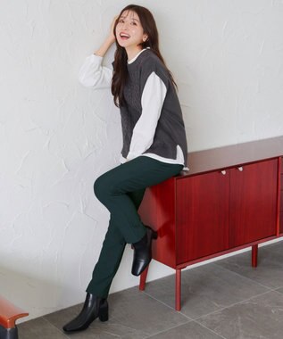 Tiaclasse 【安田美沙子さん着用・新色追加・日本製】すふれ起毛ストレートパンツ グリーン