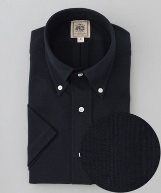 J.PRESS MEN 酷暑の清潔感もこれ一枚で【吸水速乾 / 抗菌防臭 / 防シワ】【J.PRESS OXFORD JERSEY】カノコインレイ半袖 シャツ / B.D. ネイビー系