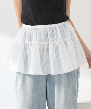 earth music&ecology シアーストライプラップスカート Off White