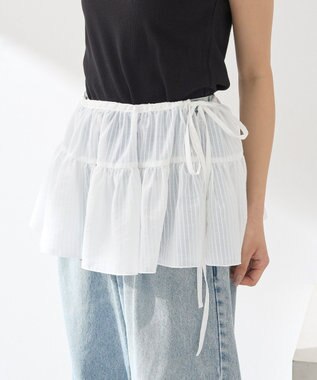 earth music&ecology シアーストライプラップスカート Off White