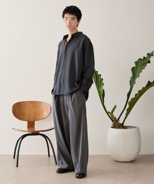 WEGO ルーズシルエットボックスシャツ（LS） ブラック中濃色