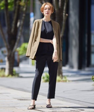 ICB 【洗える】FluidBackSatin ノースリーブプルオーバー ブラック系