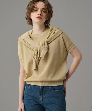 uncrave 【手洗い可】シアー ラメ ニットプルオーバー（uncrave STANDARD） ゴールド