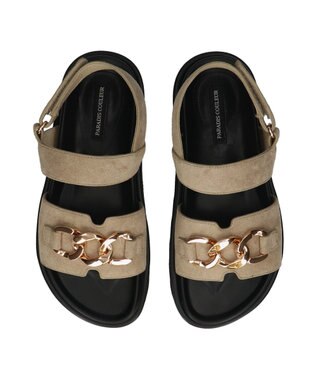 Bridget Birkin 【PARADIS COULEUR】メタルチェーン厚底フットベッドサンダル ベージュスウェード