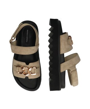 Bridget Birkin 【PARADIS COULEUR】メタルチェーン厚底フットベッドサンダル ベージュスウェード
