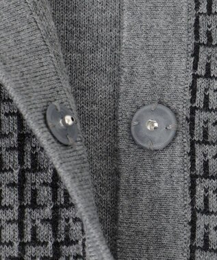 自由区 L 【洗える】リバーシブルニット セットアップ(カーディガン×タイトスカート) グレー×ブラック