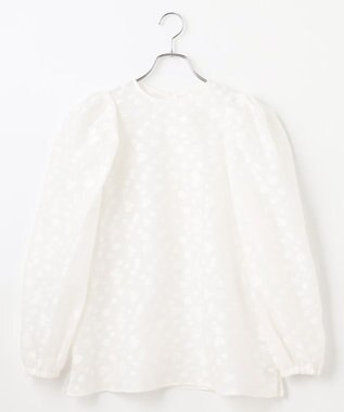 #Newans シアーパフスリーブブラウス ホワイトフラワー